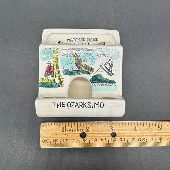 Vintage Match Toothpick Holder Ozarks Missouri Souvenir Mid Century Kitsch - Picture 7 of 8